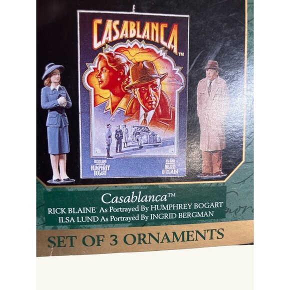 Hallmark Casablanca Ornament Set Of 3 Humphrey Bogart Ingrid Bergman Characters - Picture 3 of 11